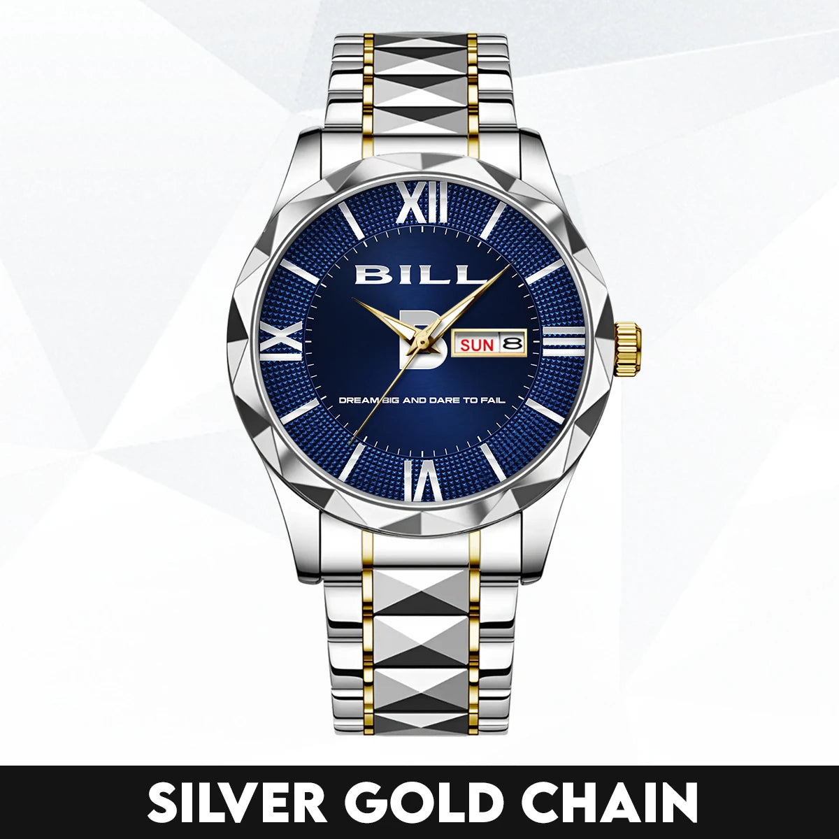 Blue & Silver Watch Dream Big and Dare to Fail BILL M1-W36