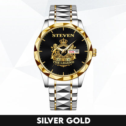 The Man The Myth The Legend Gold Lion Crest Watch STEVEN M1-W40