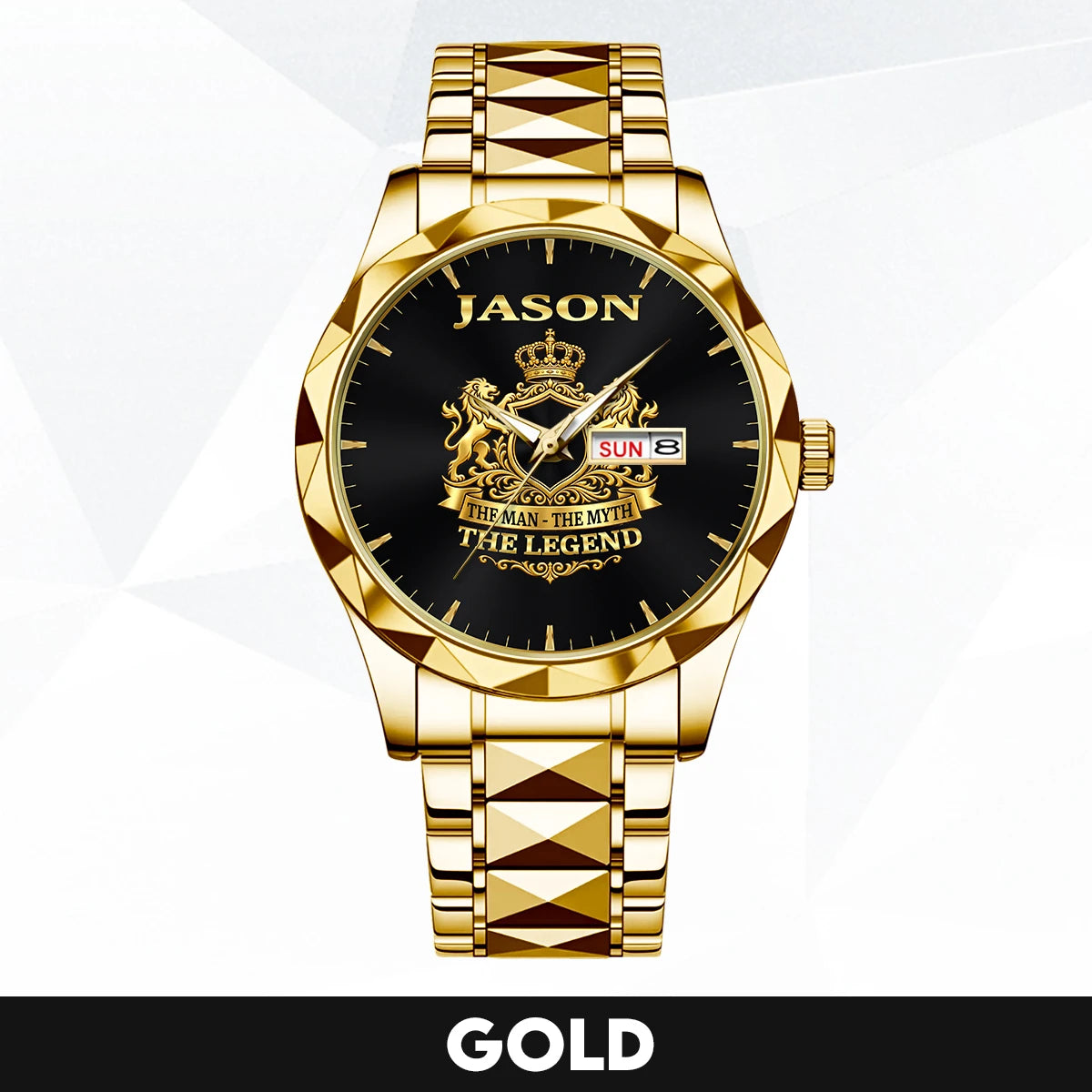 The Man The Myth The Legend Gold Lion Crest Watch JASON M1-W40