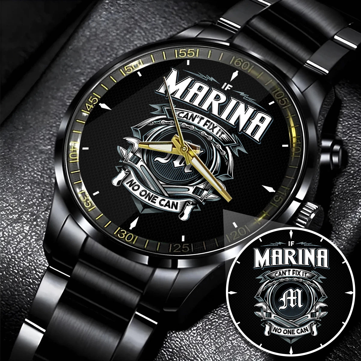 MARINA 13K1-447 – Personalized Name Watch “If Can’t Fix It, No One Can”