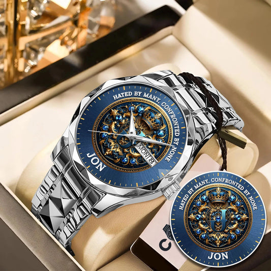 Hated By Many Confronted By None Golden Blue Watch JON M1-W15