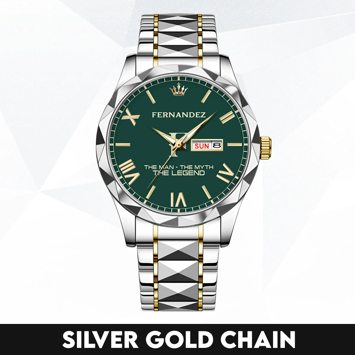 The Man The Myth The Legend Gold & Green Watch FERNANDEZ M1-W32