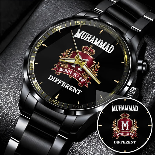 Personalized Born to Be Different Burgundy Crest Watch MUHAMMAD M1-W24