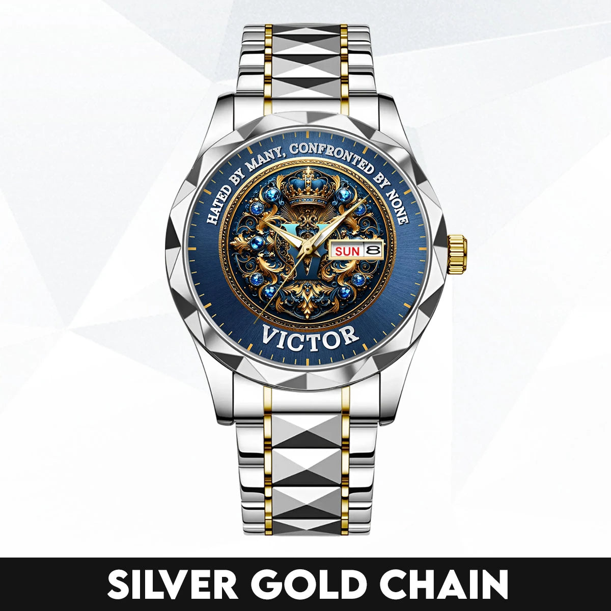 Hated By Many Confronted By None Golden Blue Watch VICTOR M1-W15