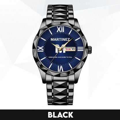 Blue & Silver Watch Dream Big and Dare to Fail MARTINEZ M1-W36