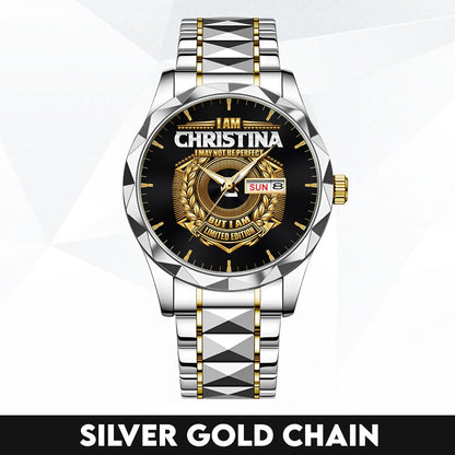 I Am Name I May Not Be Perfect Gold Watch CHRISTINA M1-W41