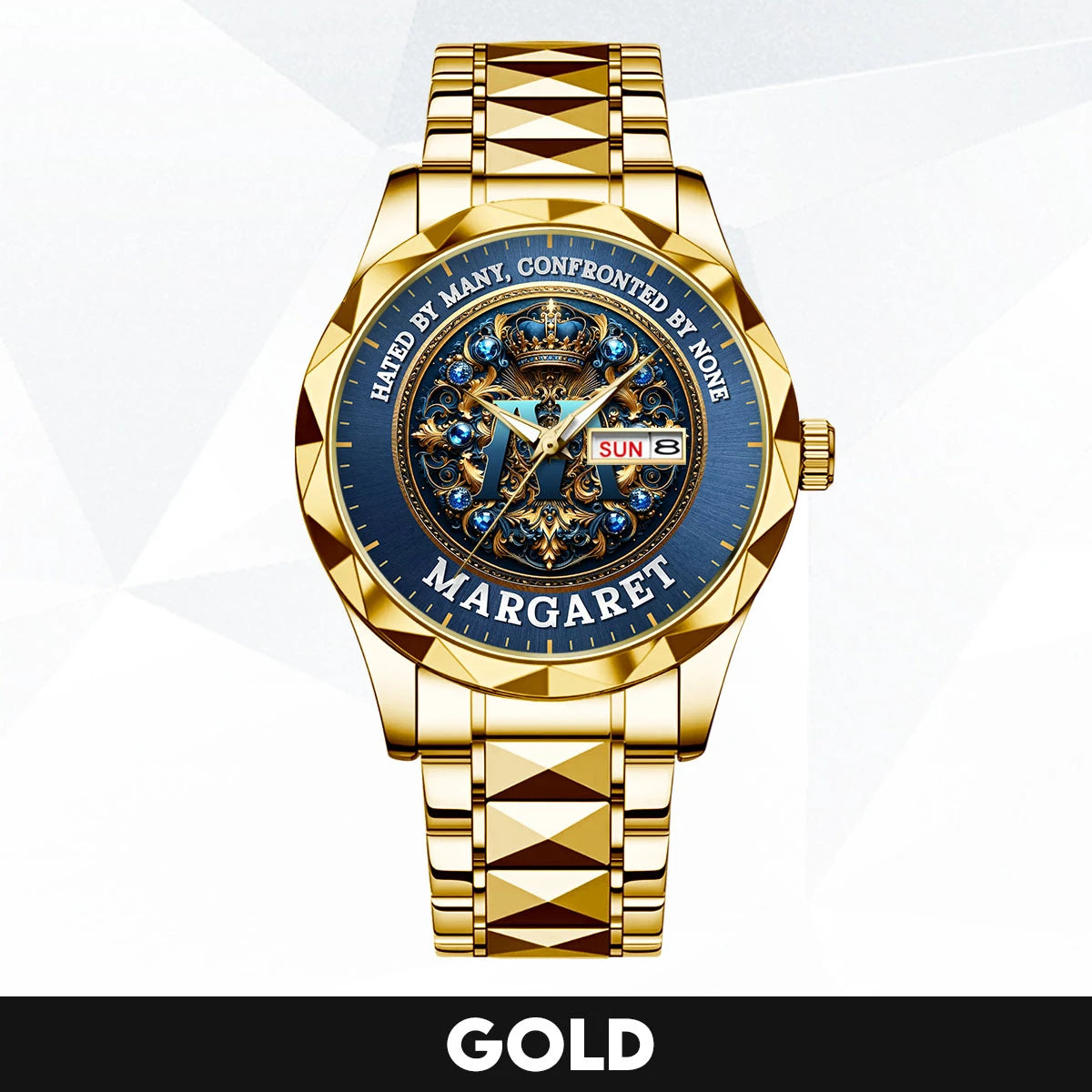 Hated By Many Confronted By None Golden Blue Watch MARGARET M1-W15