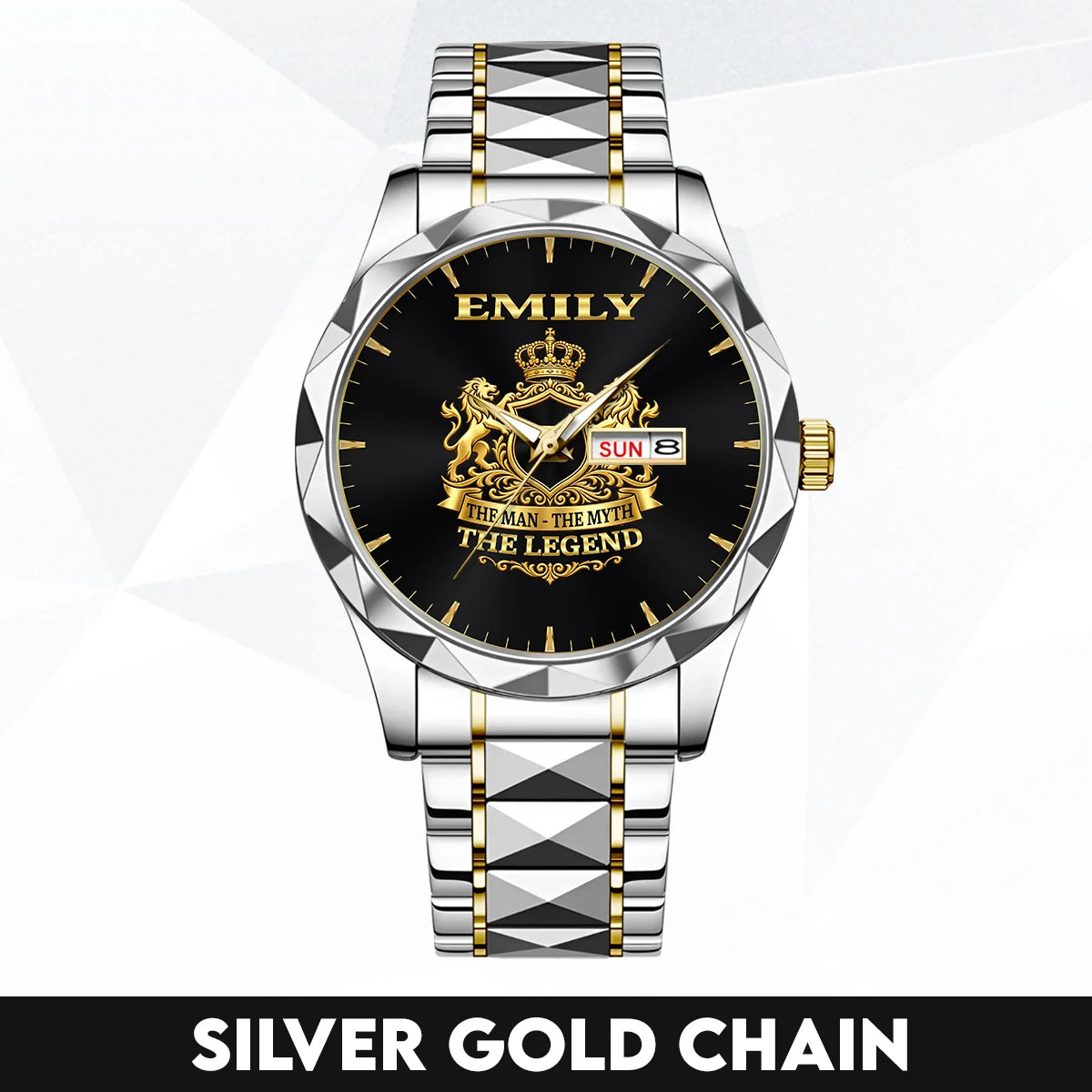 The Man The Myth The Legend Gold Lion Crest Watch EMILY M1-W40