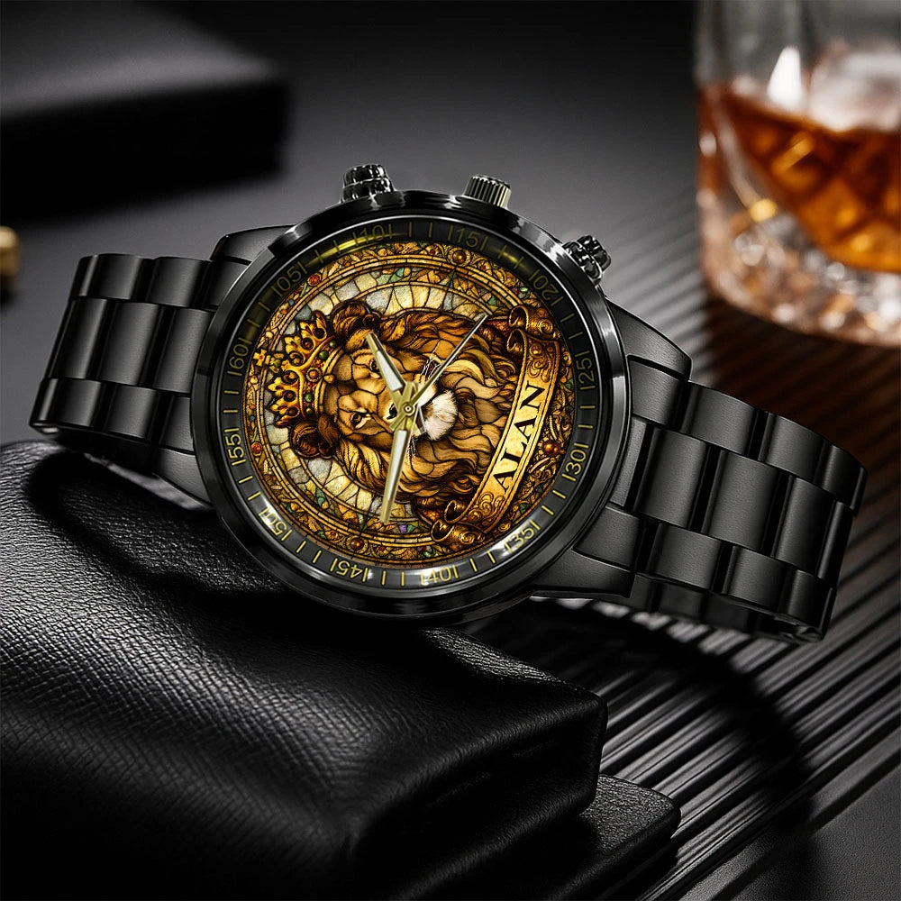 ALAN 13K1-484 Personalized King Lion Luxury Stainless Steel Watch
