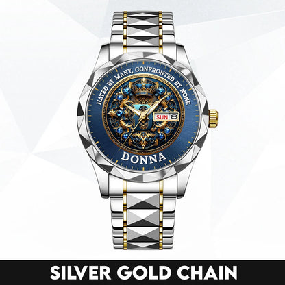 Hated By Many Confronted By None Golden Blue Watch DONNA M1-W15