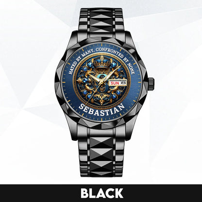 Hated By Many Confronted By None Golden Blue Watch SEBASTIAN M1-W15