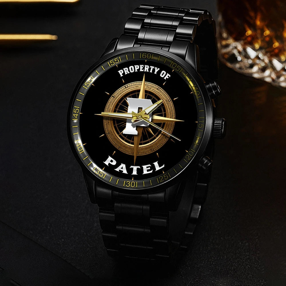 Property Of Your Name Compass Watch PATEL M1-W18