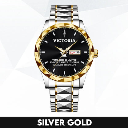 Your Time Is Limited Don't Waste It Living Someone Else's Life Silver Watch VICTORIA M1-W30