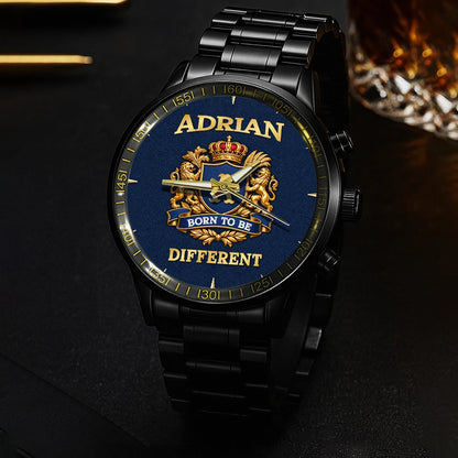 Personalized Born to Be Different Gold Logo Blue Watch ADRIAN M1-W25