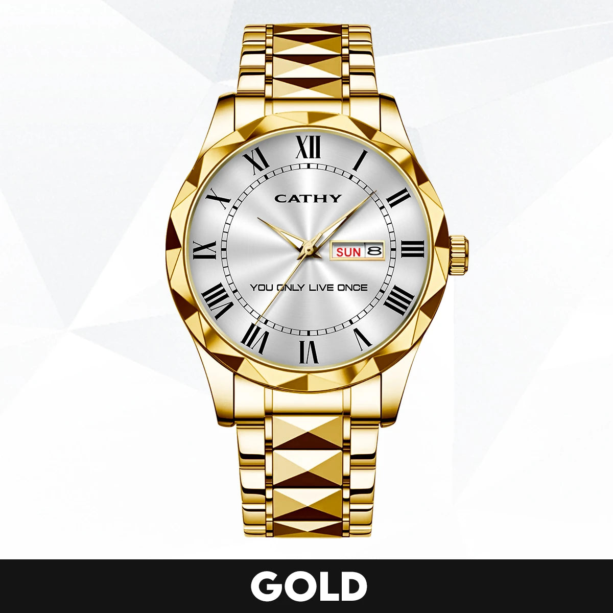 You Only Live Once Roman Numeral Silver Watch CATHY M1-W31