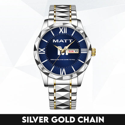 Blue & Silver Watch Dream Big and Dare to Fail MATT M1-W36