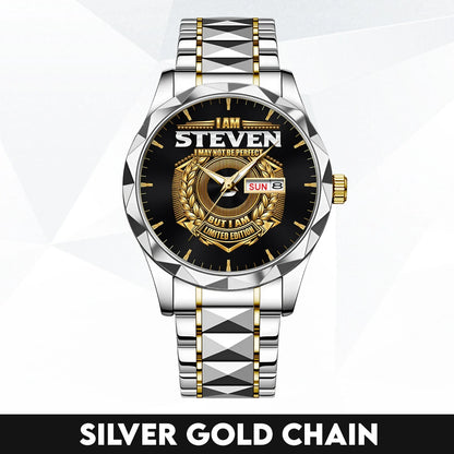 I Am Name I May Not Be Perfect Gold Watch STEVEN M1-W41
