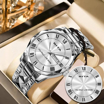 You Only Live Once Roman Numeral Silver Watch RITA M1-W31