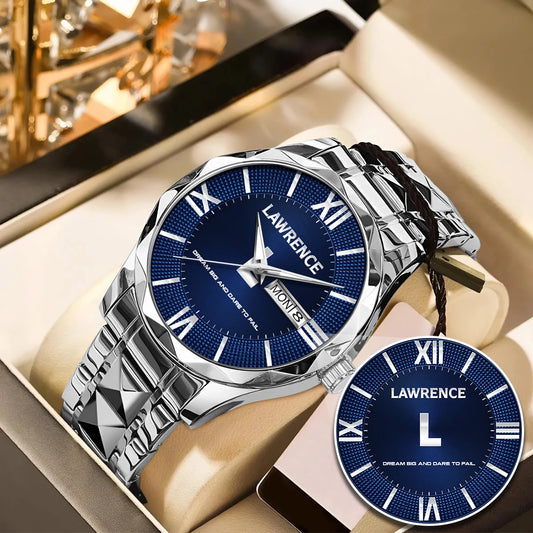 Blue & Silver Watch Dream Big and Dare to Fail LAWRENCE M1-W36