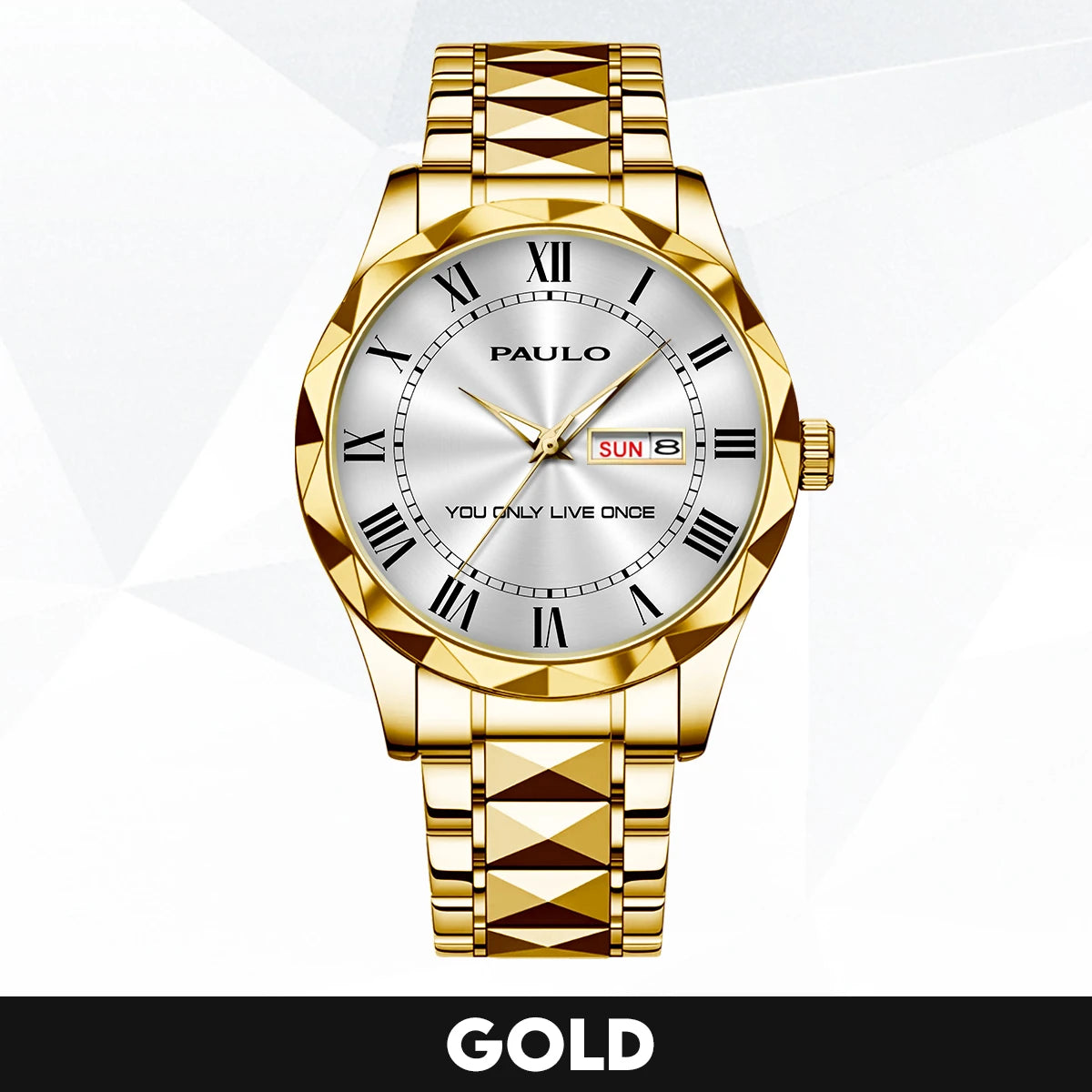 You Only Live Once Roman Numeral Silver Watch PAULO M1-W31