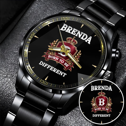 Personalized Born to Be Different Burgundy Crest Watch BRENDA M1-W24