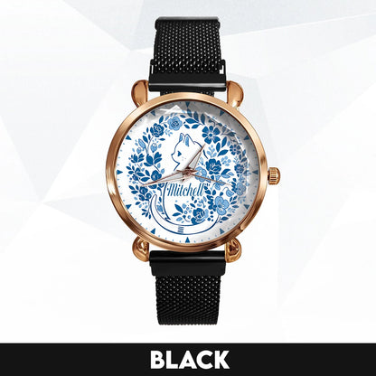 MITCHELL 13K1-475 Blue Floral Cat Mesh Watch