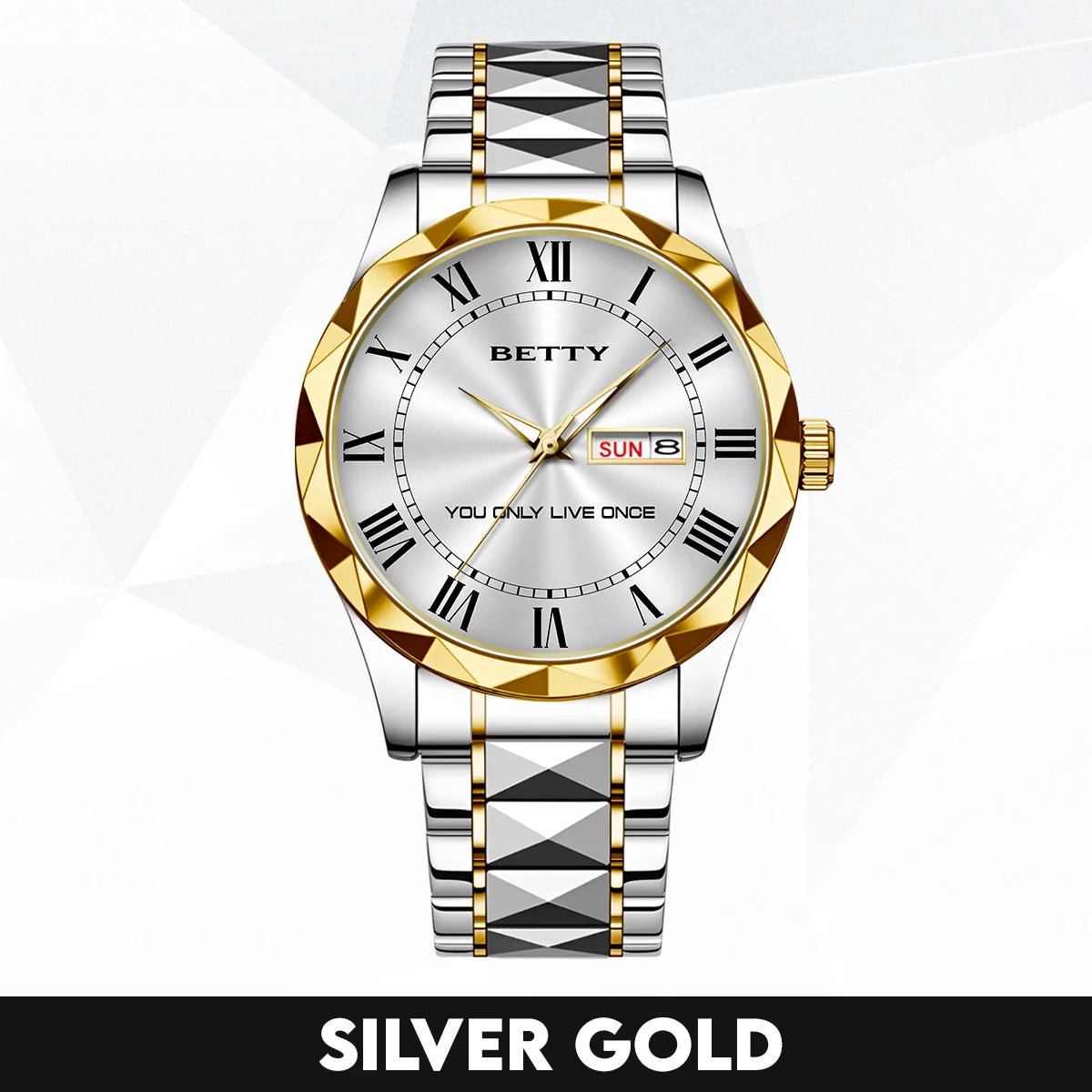 You Only Live Once Roman Numeral Silver Watch BETTY M1-W31