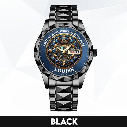 Hated By Many Confronted By None Golden Blue Watch LOUISE M1-W15