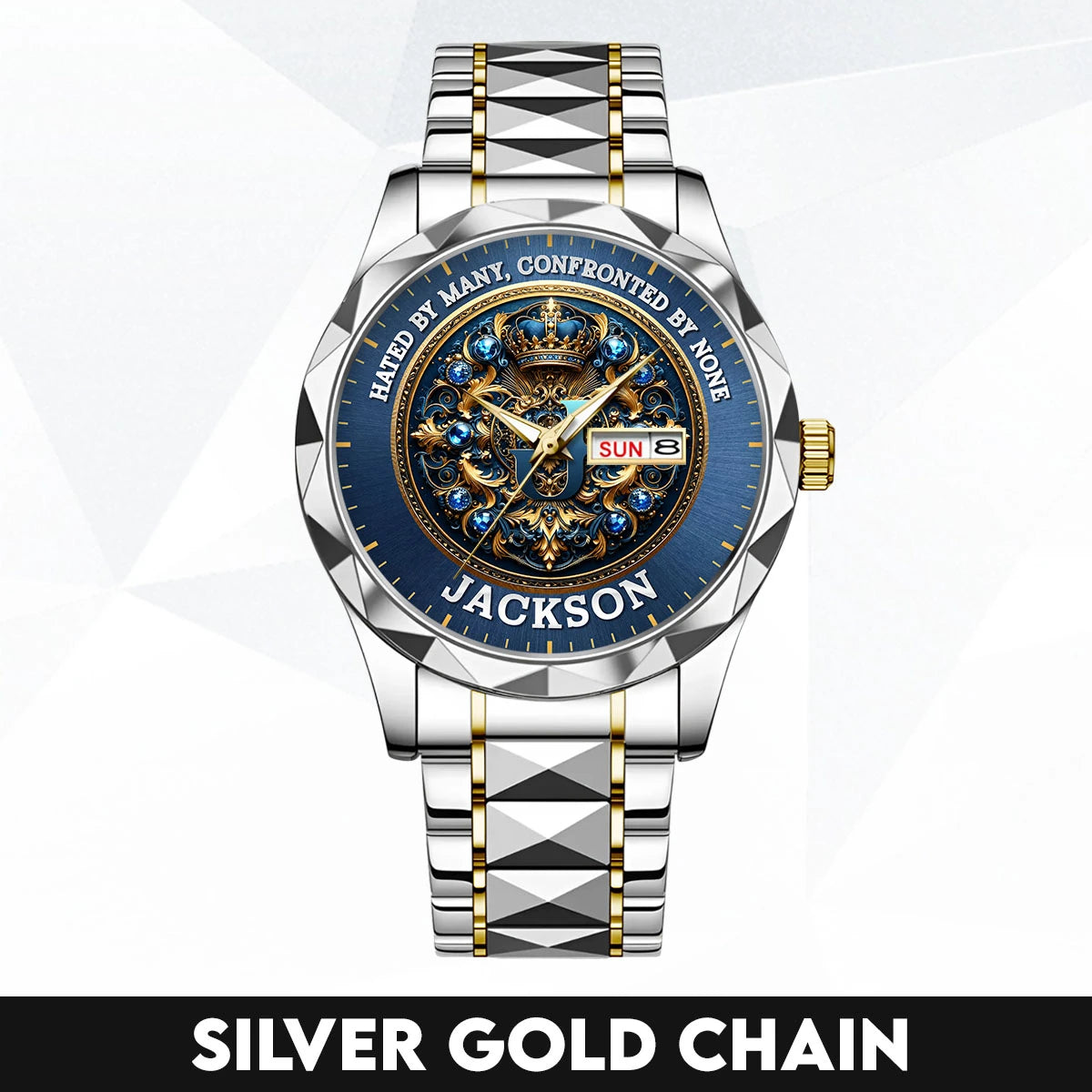 Hated By Many Confronted By None Golden Blue Watch JACKSON M1-W15