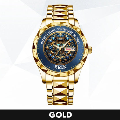 Hated By Many Confronted By None Golden Blue Watch ERIK M1-W15