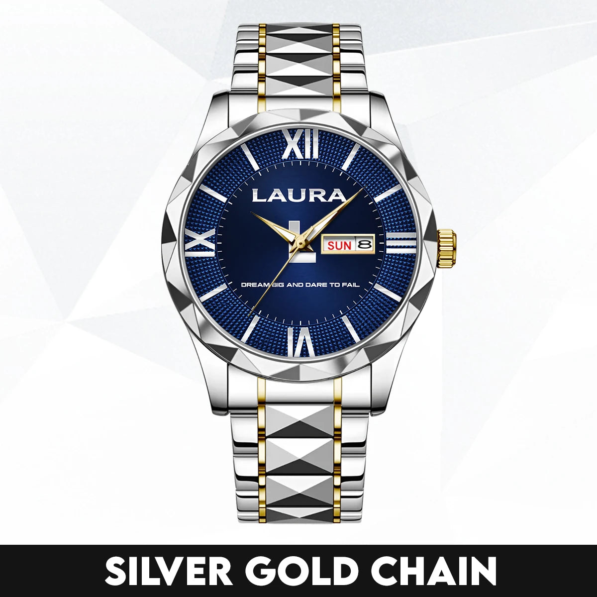 Blue & Silver Watch Dream Big and Dare to Fail LAURA M1-W36