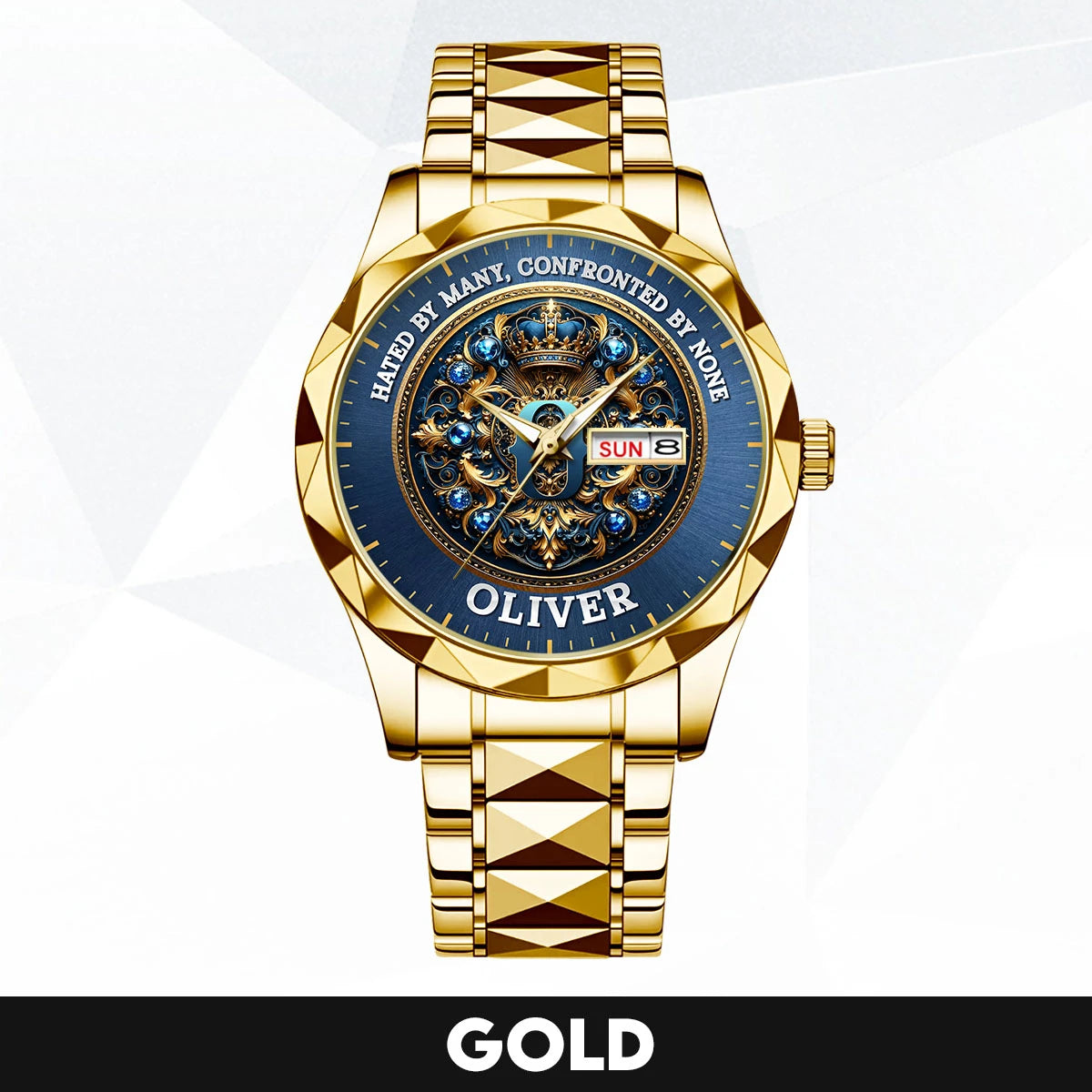 Hated By Many Confronted By None Golden Blue Watch OLIVER M1-W15