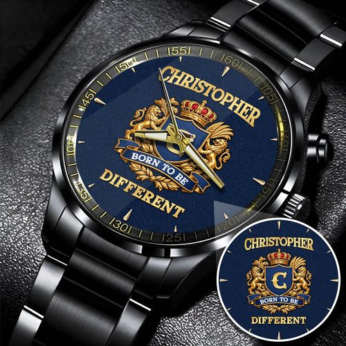 Personalized Born to Be Different Gold Logo Blue Watch CHRISTOPHER M1-W25
