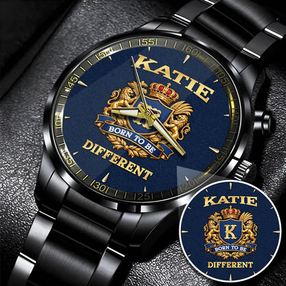 Personalized Born to Be Different Gold Logo Blue Watch KATIE M1-W25