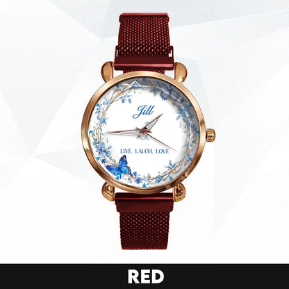 Live Laugh Love Blue Wreath Watch JILL M1-W9