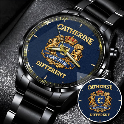 Personalized Born to Be Different Gold Logo Blue Watch CATHERINE M1-W25