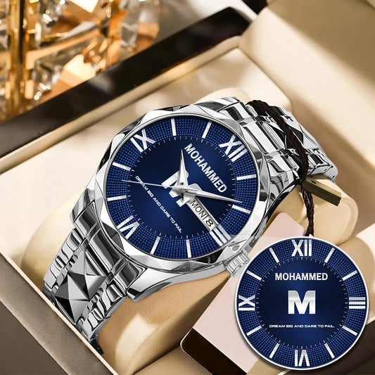 Blue & Silver Watch Dream Big and Dare to Fail MOHAMMED M1-W36