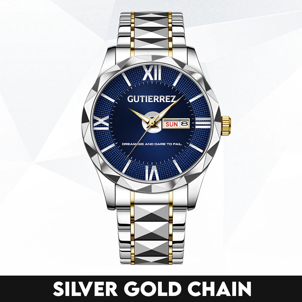 Blue & Silver Watch Dream Big and Dare to Fail GUTIERREZ M1-W36