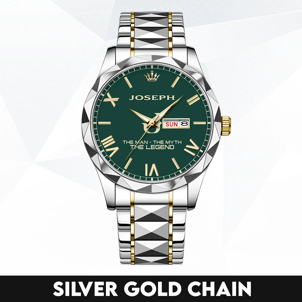 The Man The Myth The Legend Gold & Green Watch JOSEPH M1-W32