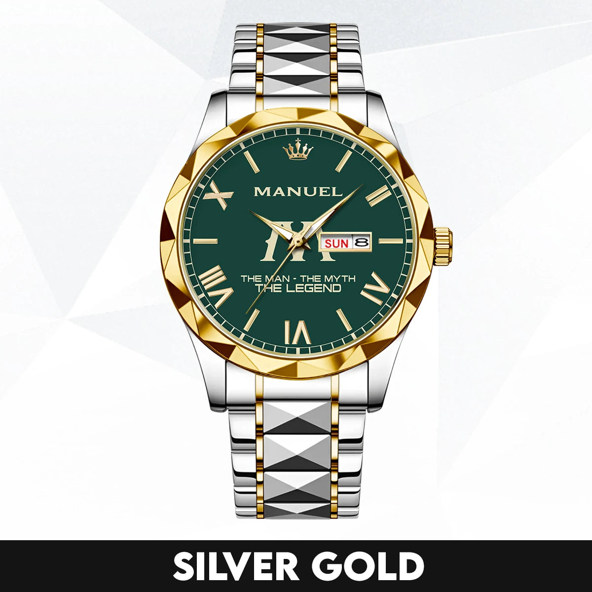 The Man The Myth The Legend Gold & Green Watch MANUEL M1-W32