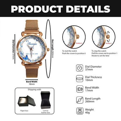 Live Laugh Love Blue Wreath Watch THOMAS M1-W9