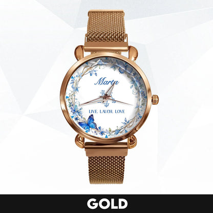 Live Laugh Love Blue Wreath Watch MARTA M1-W9