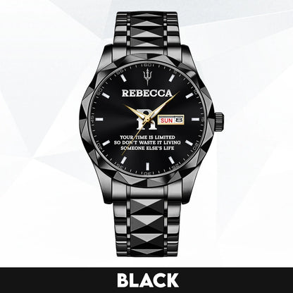 Your Time Is Limited Don't Waste It Living Someone Else's Life Silver Watch REBECCA M1-W30