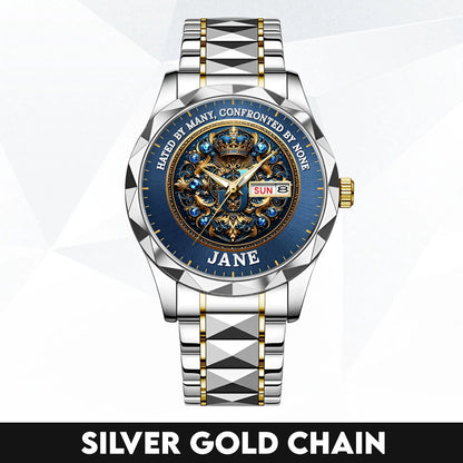 Hated By Many Confronted By None Golden Blue Watch JANE M1-W15