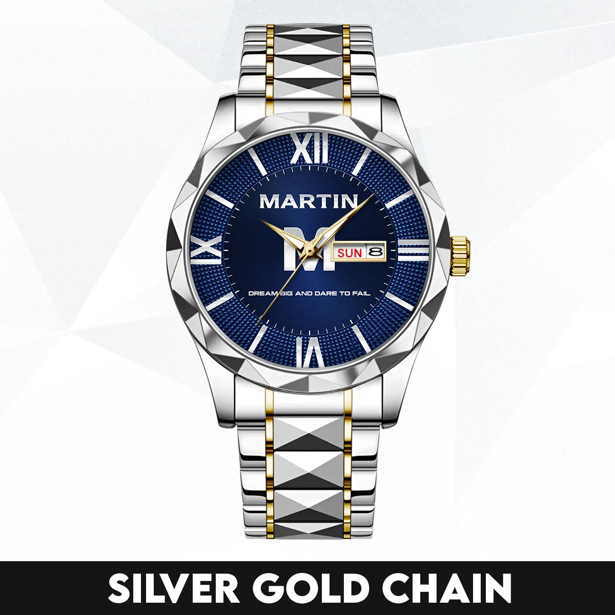 Blue & Silver Watch Dream Big and Dare to Fail MARTIN M1-W36