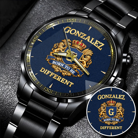 Personalized Born to Be Different Gold Logo Blue Watch GONZALEZ M1-W25