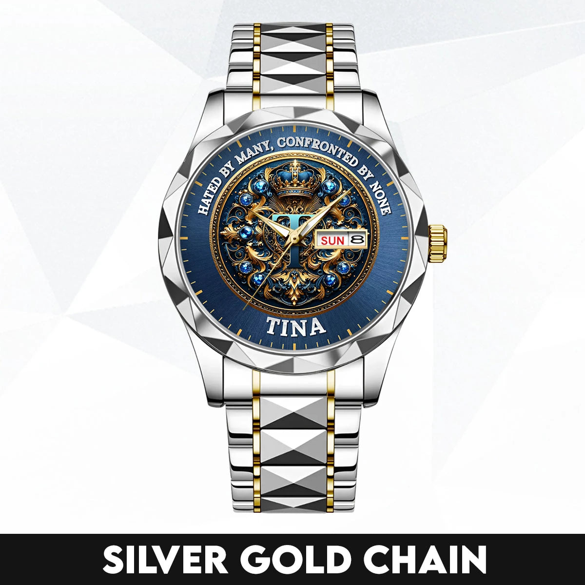 Hated By Many Confronted By None Golden Blue Watch TINA M1-W15