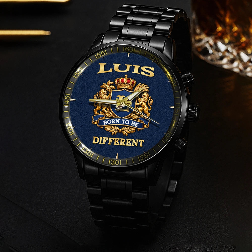 Personalized Born to Be Different Gold Logo Blue Watch LUIS M1-W25