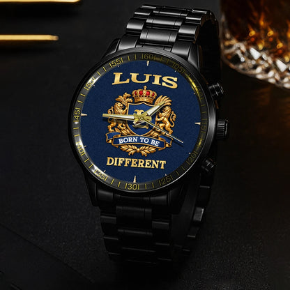 Personalized Born to Be Different Gold Logo Blue Watch LUIS M1-W25