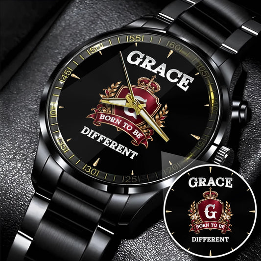 Personalized Born to Be Different Burgundy Crest Watch GRACE M1-W24